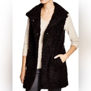 Theory Visterna Teddy Faux Fur Vest  Black large  Oversized Winter Cozy Warm